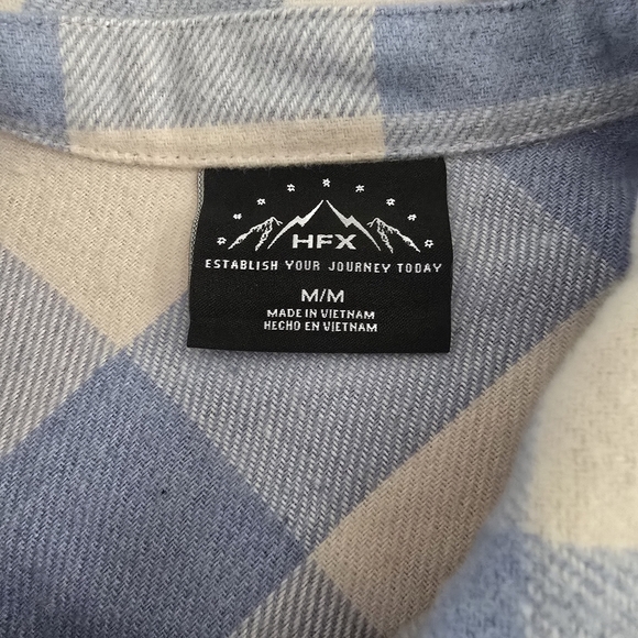 HFX Ladies Flannel Shirt Jacket – Blue & Cream Plaid - Picture 4 of 6